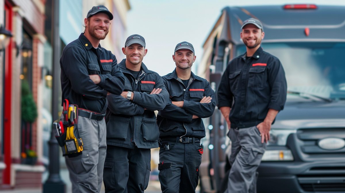 KlimaMax HVAC team next to service van